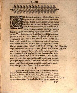Moses Princeps Ebraeorum Charactere Politico expressus