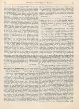 661-662 [Rezension] Wentscher, Max, Hermann Lotze. 1. Bd.: Lotzes Leben und Werke