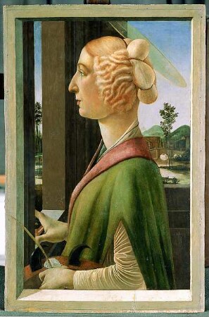 Bildnis einer jungen Frau im Profil, mit den später hinzugefügten Attributen der heiligen Katharina. (Caterina Sforza?), Folio 00100