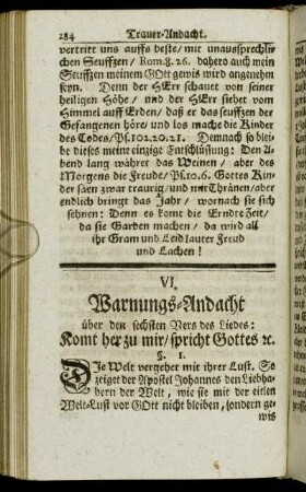 VI. Warnungs-Andacht