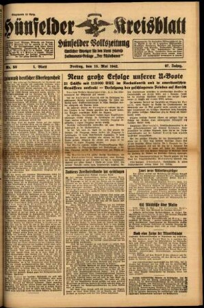 Erste Ausgabe vom Freitag, den 15. Mai 1942.