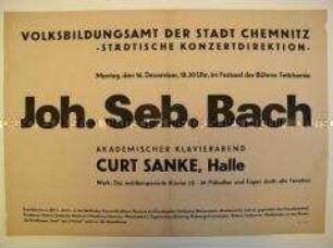 Maueranschlag mit Ankündigung eines Bach-Konzerts in Chemnitz