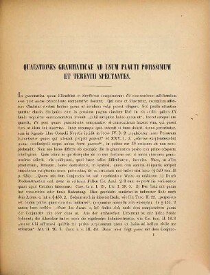 Quaestiones grammaticae ad usum Plauti potissimum et Terentii spectantes