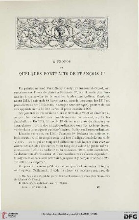 3. Pér. 13.1895: À propos de quelques portraits de François Ier