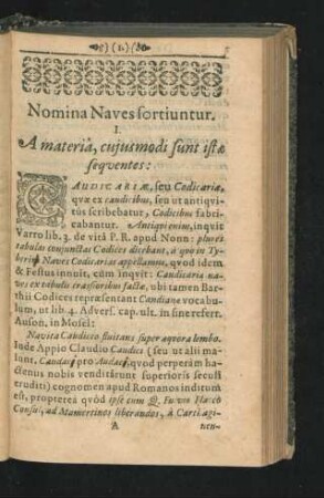 I. A materia, cuiusmodi sunt istae sequentes