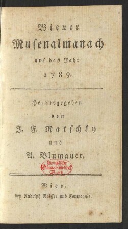 1789: Wiener Musenalmanach