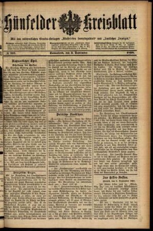 Ausgabe vom Samstag, den 03. September 1898.