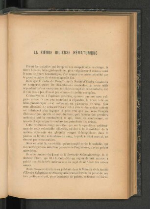 La Fievre Bilieuse Hematurique