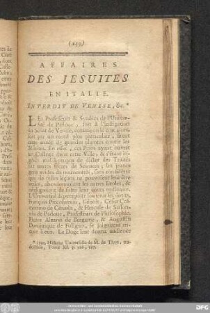 Affaires Des Jesuites En Italie. Interdit De Venise, [et]c.