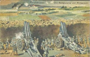 Feldskizze. Handkolorit (imit.) - Die Belagerung von Antwerpen.