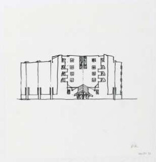 Wohnhaus und Gemeindehaus am Viktoria-Luise-Platz, Berlin-Schöneberg: Skizze Perspektivische Ansicht