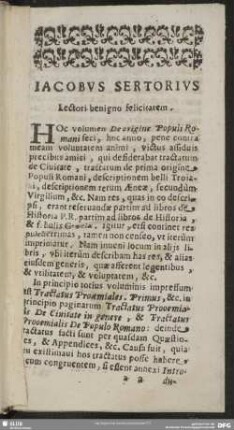 Jacobus Sertorius Lectori benigno felicitatem