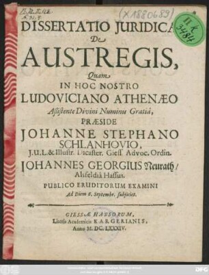 Dissertatio Iuridica De Austregis
