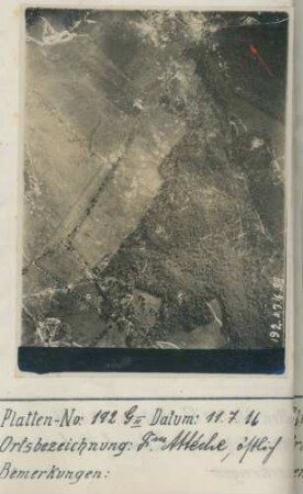 Foto der Stellungen östlich der Ferme Attéche nordöstlich von Montigny (Luftbild)