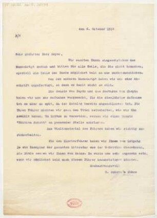 Brief an Fritz Meyer : 06.10.1914