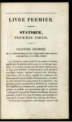 Livre Premier. Statique