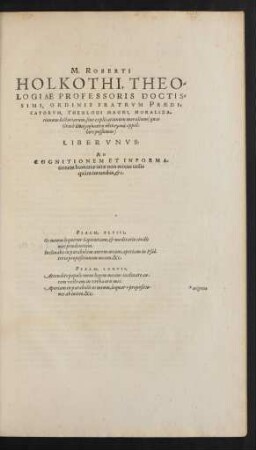 M. Roberti Holkothi ... Moralizationum historiarum, sive explicationum moralium ... Liber Unus: