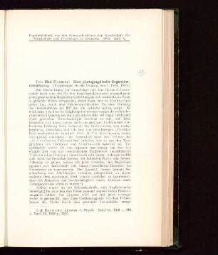 Eine photographische Registriervorrichtung : (Vorgetragen in der Sitzung vom 7. Februar 1905)