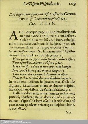 Cap XXIV. De reliquarum gentium, & presertim Germanorum & Gallorum hospilitate