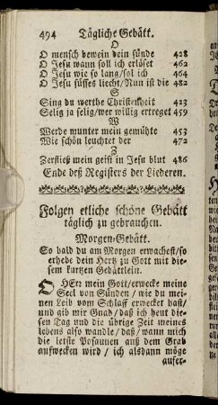 Folgen etliche schöne Gebätt täglich zu gebrauchen
