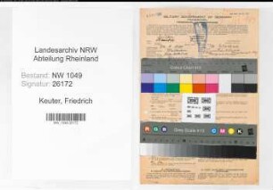 Entnazifizierung Friedrich Keuter , geb. 24.02.1888 (Postbeamter)