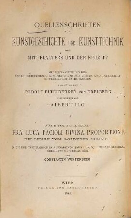 Divina proportione : nach der venezianischen Ausgabe vom Jahre 1509 = Die Lehre vom goldenen Schnitt