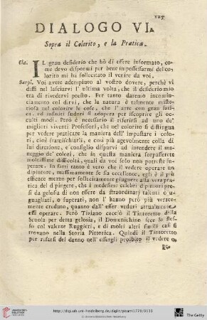 Dialogo VI.: Sopra il Colorito, e la Pratica