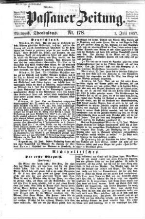 Passauer Zeitung : niederbayerische Volkszeitung. 1857,7/12 = Jg. 10