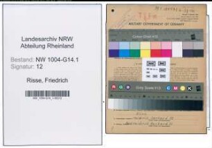 Entnazifizierung Friedrich Risse , geb. 21.06.1896 (Vorarbeiter)