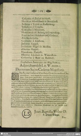 Adjunctum sub Lit. W. num 1. Decretum Sacrae Caesareae Majestatis