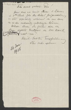 Brief an Helene Michaelis : 16.01.1918