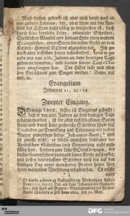 Zweyter Eingang.