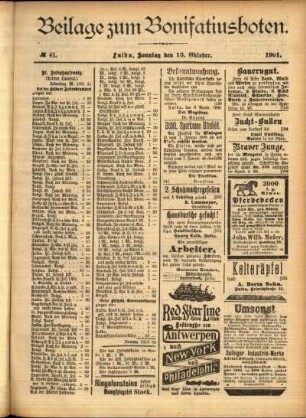 Zweite Ausgabe vom Sonntag, den 13. Oktober 1901.