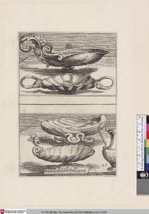 [Vier Schalen und ein Krug; Four cups and a ewer]