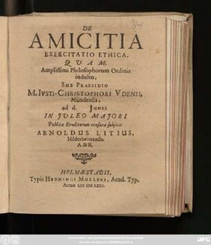 De Amicitia Exercitatio Ethica