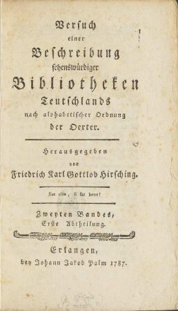 Titelseite des zweiten Bandes