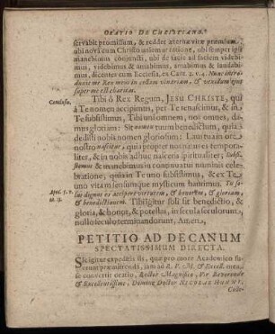 Petitio Ad Decanum Spectatissimum Directa.