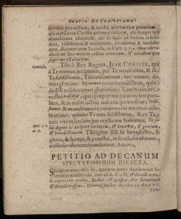 Petitio Ad Decanum Spectatissimum Directa.