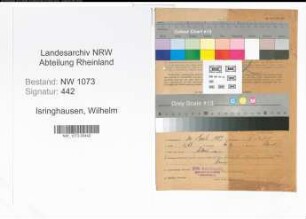 Entnazifizierung Wilhelm Isringhausen , geb. 30.04.1889 (Buchhalter)
