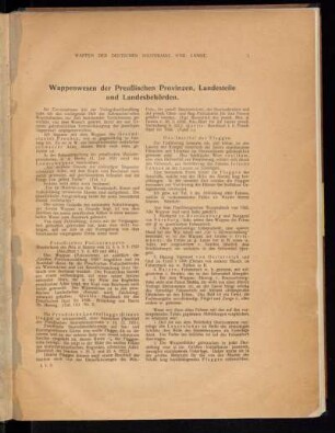 Wappenwesen der Preußischen Provinzen, Landesteile und Landesbehörden.