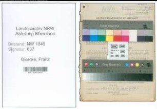 Entnazifizierung Franz Giercke , geb. 05.02.1903 (Stadtinspektor)