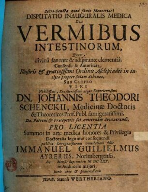 Disp. inaug. med. de vermibus intestinorum