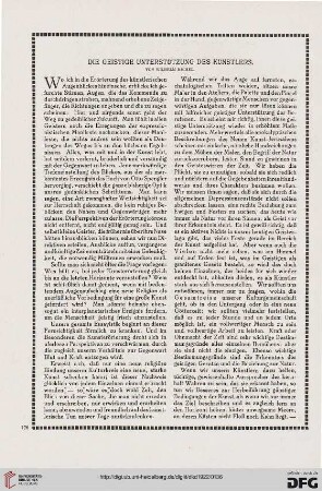 Die geistige Unterstützung des Künstlers