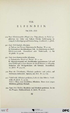 VIII. Elfenbein (Nr. 319-333)