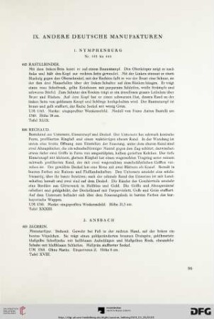 IX. Andere deutsche Manufakturen (Nr. 443-454)