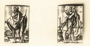 Heiliger Judas & Heiliger Simon : Beham, (Hans) Sebald. 2 Blätter aus der Apostelfolge. Blatt 10: Heiliger Judas. Blatt 11: Heiliger Simon. Kupferstich. Dresden: Kupferstich-Kabinett