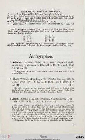 Autographen (Nr. 1-122)