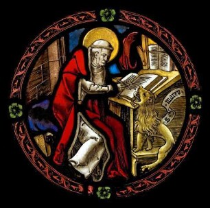 Hl. Hieronymus mit dem Symbol des Evangelisten Markus, dem Löwen