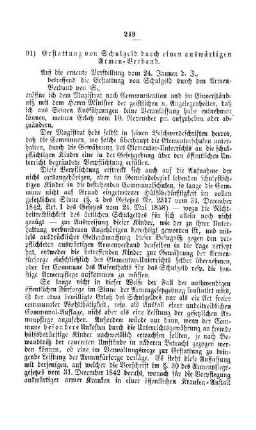 Erstattung von Schulgeld durch einen auswärtigen Armen-Verband : [V. Elementarschulwesen]