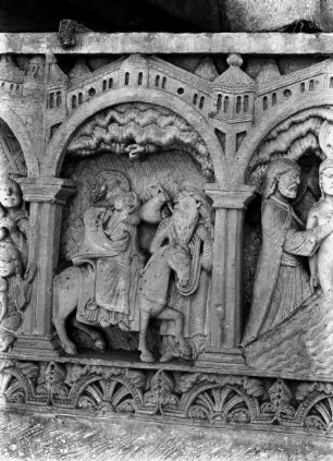 Reliefs mit Szenen aus dem Leben Christi: Flucht nach Ägypten und die Taufe Christi